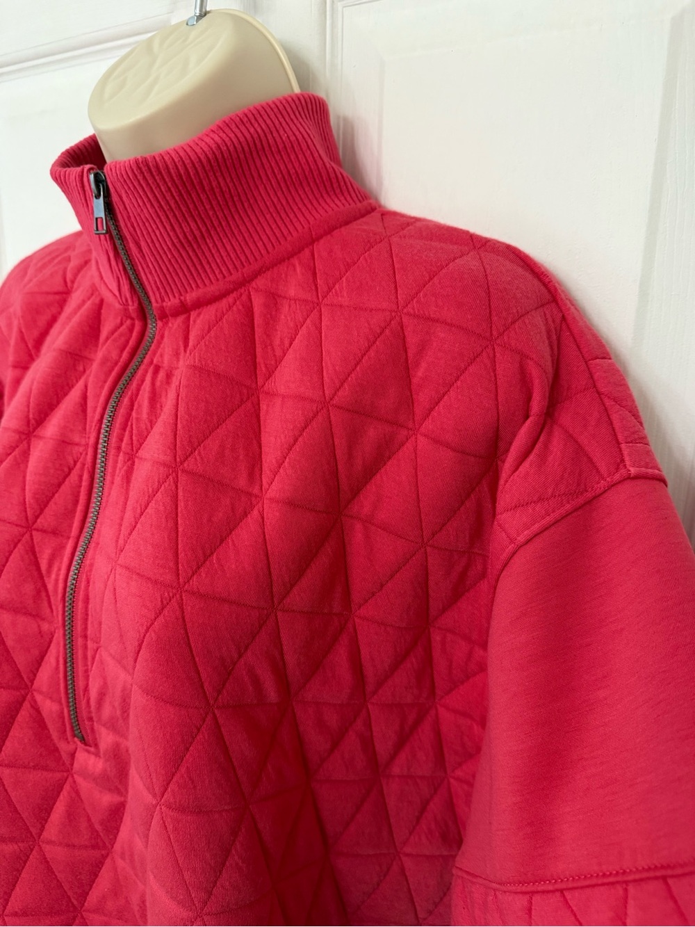 EVEREVE Pink Quilted Half Zip Pullover Sweatshirt Mock Neck Medium - Picture 7 of 13